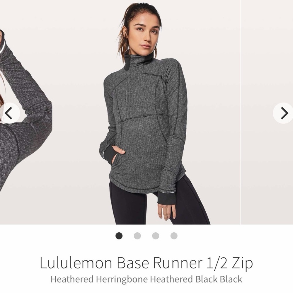 Lululemon Athletica Heathered Black Base Runner 1/2 Zip Jacket